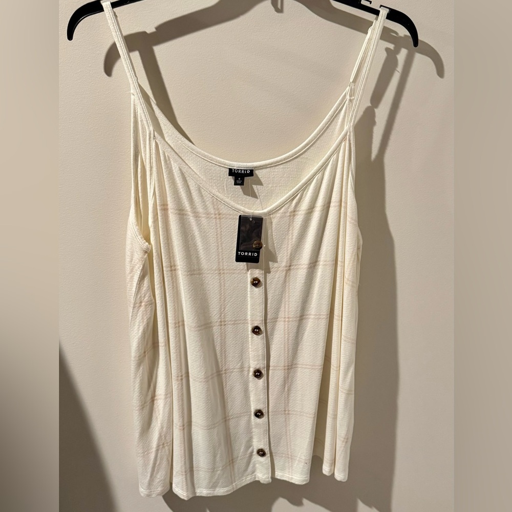 Torrid Cream Sleeveless Buttoned Tank Top